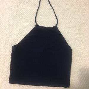Navy Blue Halter Crop Top